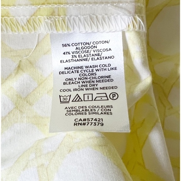 NWT Ann Taylor Rattan Print Peplum Top Small Tie Back Sleeveless Yellow White - Picture 4 of 7